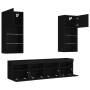 Wall TV cabinets with LED 5 pcs black engineered wood by , TV Furniture - Ref: Foro24-3216744, Price: 218,57 €, Discount: %