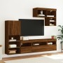 TV wall furniture with LED 6 pieces oak brown engineered wood by , TV Furniture - Ref: Foro24-3216738, Price: 231,33 €, Disco...