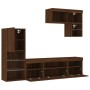 TV wall furniture with LED 6 pieces oak brown engineered wood by , TV Furniture - Ref: Foro24-3216738, Price: 231,33 €, Disco...