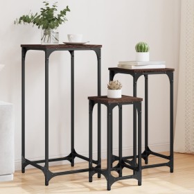 Stackable side tables 3 units oak brown engineered wood by , Side tables - Ref: Foro24-838942, Price: 47,99 €, Discount: %