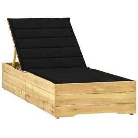 Sun lounger with black cushion made of impregnated pine wood by , Loungers - Ref: Foro24-3065916, Price: 154,21 €, Discount: %