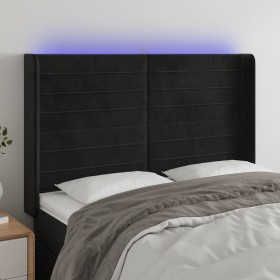 Cabecero con LED de terciopelo negro 147x16x118/128 cm de vidaXL, Cabeceros y pies de cama - Ref: Foro24-3124238, Precio: 135...