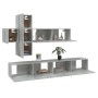 7-piece TV furniture set made of gray concrete plywood. by , TV Furniture - Ref: Foro24-3114521, Price: 235,57 €, Discount: %