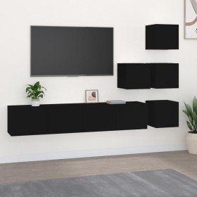 Mueble de pared para TV madera contrachapada negro de , Muebles TV - Ref: Foro24-3114575, Precio: 201,99 €, Descuento: %