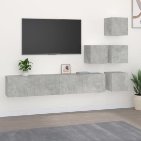 Gray concrete plywood TV wall unit by , TV Furniture - Ref: Foro24-3114577, Price: 156,65 €, Discount: %