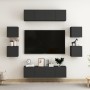 8-piece black engineered wood TV living room furniture set by , TV Furniture - Ref: Foro24-3078751, Price: 233,78 €, Discount: %