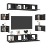 8-piece black engineered wood TV living room furniture set by , TV Furniture - Ref: Foro24-3078753, Price: 319,99 €, Discount: %