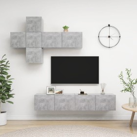 7-piece living room furniture set made of gray concrete engineered wood by , TV Furniture - Ref: Foro24-3079128, Price: 235,9...