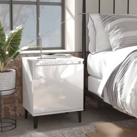 Bedside table with glossy white metal legs 40x30x50 cm by vidaXL, Nightstands - Ref: Foro24-805845, Price: 35,53 €, Discount: %