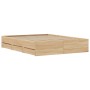 Cama con cajones madera ingeniería roble Sonoma 140x190 cm de , Camas y somieres - Ref: Foro24-3207303, Precio: 230,98 €, Des...