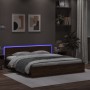 Oak brown headboard bed frame and LED lights 180x200 cm by , Beds and slatted bases - Ref: Foro24-3207594, Price: 203,52 €, D...