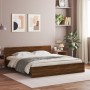 Oak brown headboard bed frame and LED lights 180x200 cm by , Beds and slatted bases - Ref: Foro24-3207594, Price: 203,52 €, D...