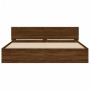 Oak brown headboard bed frame and LED lights 180x200 cm by , Beds and slatted bases - Ref: Foro24-3207594, Price: 203,52 €, D...