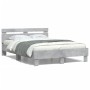 Concrete gray headboard bed frame and LED lights 120x200cm by , Beds and slatted bases - Ref: Foro24-3207556, Price: 140,94 €...