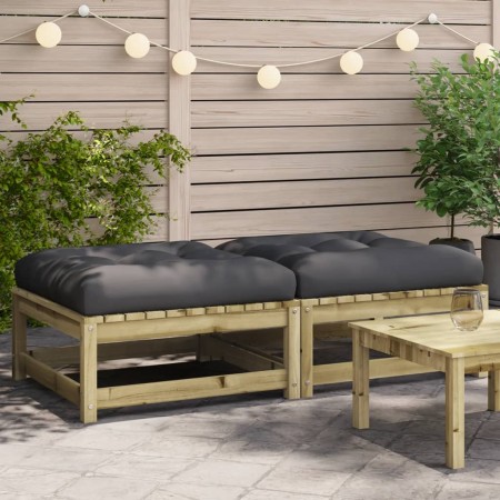 Gartenhocker mit Kissen 2 Stück imprägniertes Kiefernholz von , Modulare Sofas für den Außenbereich - Ref: Foro24-838108, Pre...