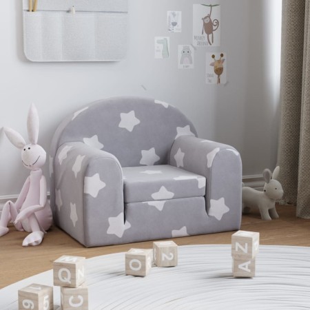 Light gray children's plush sofa bed with stars by , Baby and Toddler Furniture - Ref: Foro24-357016, Price: 37,99 €, Discoun...