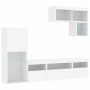 Wall-mounted TV furniture with LED lights, 6 pieces, engineered wood, white. by , TV Furniture - Ref: Foro24-3216732, Price: ...