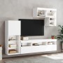 Wall-mounted TV furniture with LED lights, 6 pieces, engineered wood, white. by , TV Furniture - Ref: Foro24-3216732, Price: ...