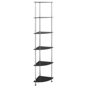 6-tier black tempered glass shelf 30x30x160 cm by vidaXL, Bookcases and shelves - Ref: Foro24-249522, Price: 54,99 €, Discoun...