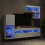 Wall-mounted TV furniture with LED lights, 6 pieces, engineered wood, white. by , TV Furniture - Ref: Foro24-3216732, Price: ...