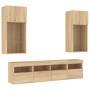 Muebles TV pared con LED 5 pzas madera ingeniería roble Sonoma de , Muebles TV - Ref: Foro24-3216745, Precio: 209,11 €, Descu...