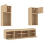 TV wall unit with LED lights, 5 pieces, engineered wood in Sonoma oak. by , TV Furniture - Ref: Foro24-3216745, Price: 202,17...