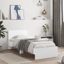 White engineered wood bed frame with headboard 90x200 cm by , Beds and slatted bases - Ref: Foro24-838624, Price: 82,21 €, Di...