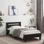 Bed frame with headboard and LED lights black 90x200 cm by , Beds and slatted bases - Ref: Foro24-838716, Price: 106,19 €, Di...