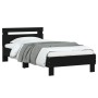 Bed frame with headboard and LED lights black 90x200 cm by , Beds and slatted bases - Ref: Foro24-838716, Price: 106,19 €, Di...