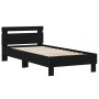 Bed frame with headboard and LED lights black 90x200 cm by , Beds and slatted bases - Ref: Foro24-838716, Price: 106,19 €, Di...