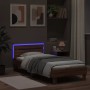 Estructura de cama cabecero luces LED roble marrón 90x200 cm de , Camas y somieres - Ref: Foro24-838721, Precio: 105,60 €, De...