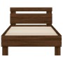 Bed frame headboard LED lights brown oak 90x200 cm by , Beds and slatted bases - Ref: Foro24-838721, Price: 105,60 €, Discoun...