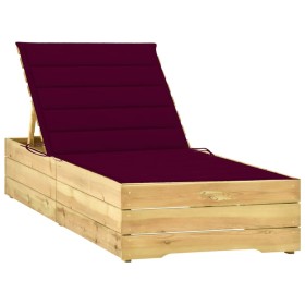 Lounger with red cushion impregnated pine wood by , Loungers - Ref: Foro24-3065918, Price: 142,99 €, Discount: %