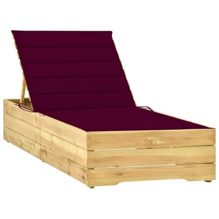 Lounger with red cushion impregnated pine wood by , Loungers - Ref: Foro24-3065918, Price: 142,99 €, Discount: %