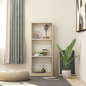 3-tier white Sonoma oak wood shelf 40x24x109 cm by , Bookcases and shelves - Ref: Foro24-800833, Price: 48,27 €, Discount: %