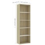 5-stufiges Regal aus Sperrholz in Weiß und Eiche, 60 x 30 x 189 cm von , Bücherregale und Regale - Ref: Foro24-800995, Preis:...