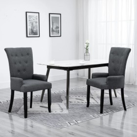 Silla de comedor con reposabrazos de tela gris oscuro de , Sillas de comedor - Ref: Foro24-248461, Precio: 145,99 €, Descuent...