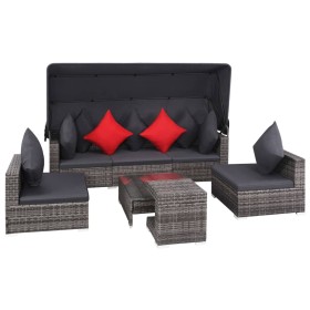 Set de sofás de jardín 7 piezas y cojines ratán sintético gris de , Conjuntos de jardín - Ref: Foro24-44428, Precio: 646,99 €...