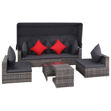 7-teiliges Gartensofa-Set und graue synthetische Rattankissen von , Gartensets - Ref: Foro24-44428, Preis: 646,25 €, Rabatt: %