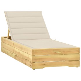 Lounger with cream impregnated pinewood cushion by , Loungers - Ref: Foro24-3065911, Price: 154,13 €, Discount: %