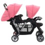 Carrito para 2 niños tandem de acero rosa y negro de vidaXL, Cochecitos de bebé - Ref: Foro24-10157, Precio: 207,26 €, Descue...