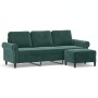 3-Sitzer-Sofa mit dunkelgrünem Samthocker 180 cm von , Sofas - Ref: Foro24-3201217, Preis: 353,07 €, Rabatt: %