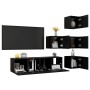 6-piece black engineered wood TV living room furniture set by , TV Furniture - Ref: Foro24-3078825, Price: 171,99 €, Discount: %