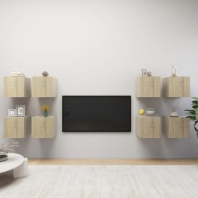 TV wall furniture 8 units Sonoma oak color 30.5x30x30cm by , TV Furniture - Ref: Foro24-3079054, Price: 169,04 €, Discount: %