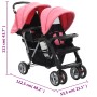 Carrito para 2 niños tandem de acero rosa y negro de vidaXL, Cochecitos de bebé - Ref: Foro24-10157, Precio: 207,26 €, Descue...