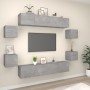 TV furniture set 8 pieces concrete gray plywood by , TV Furniture - Ref: Foro24-3114217, Price: 210,64 €, Discount: %