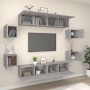 TV furniture set 8 pieces concrete gray plywood by , TV Furniture - Ref: Foro24-3114217, Price: 210,99 €, Discount: %