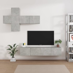 TV furniture set 7 pieces concrete gray plywood by , TV Furniture - Ref: Foro24-3114513, Price: 198,99 €, Discount: %