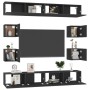 8-piece black engineered wood TV living room furniture set by , TV Furniture - Ref: Foro24-3078754, Price: 299,80 €, Discount: %