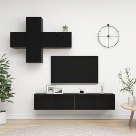 2-piece black engineered wood TV living room furniture set by , TV Furniture - Ref: Foro24-3078812, Price: 245,12 €, Discount: %